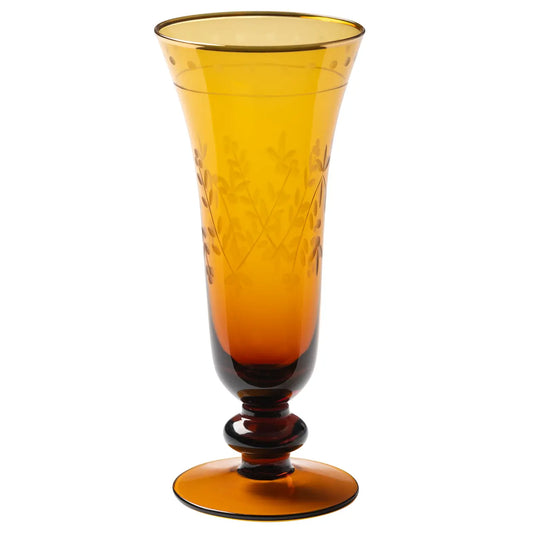 Honey Gold Etches Flute Glass