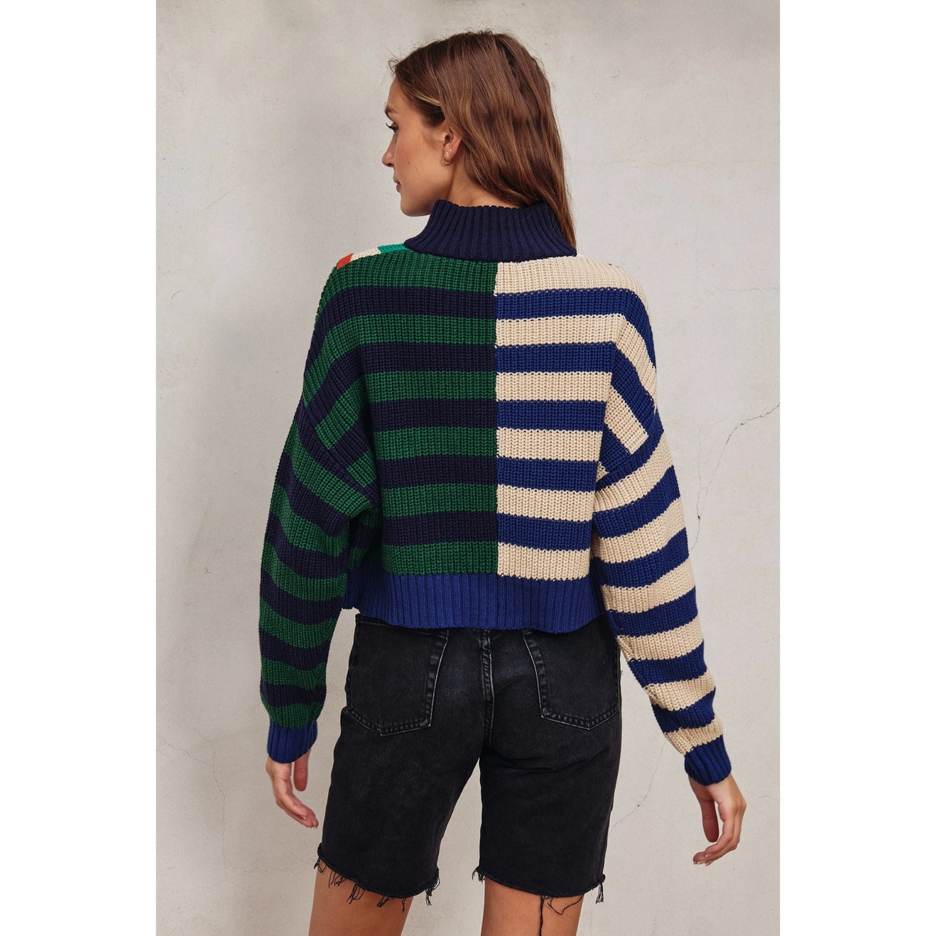 Saylor Color Block Half Zip Sweater