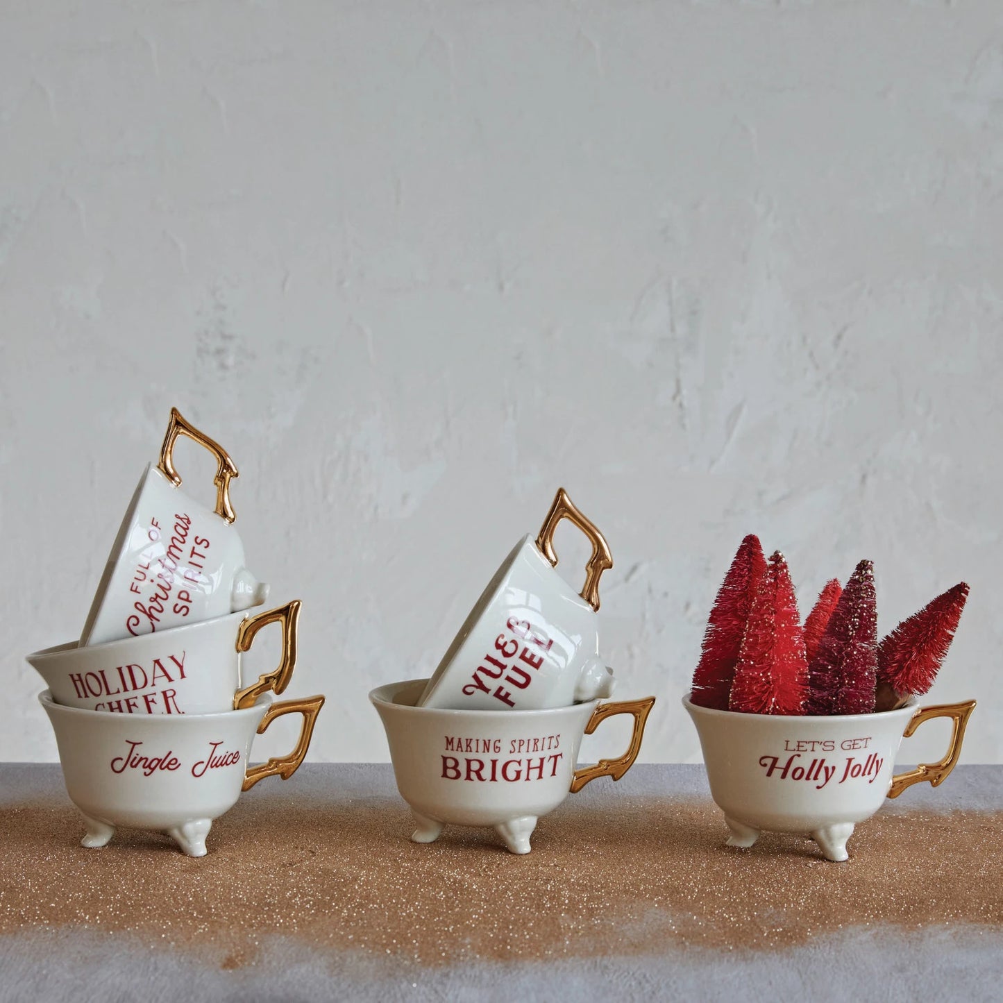 Christmas Footed Sassy Teacups