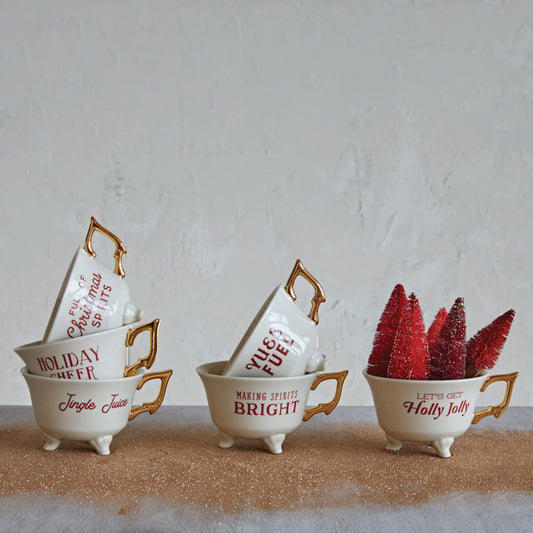 Christmas Footed Sassy Teacups