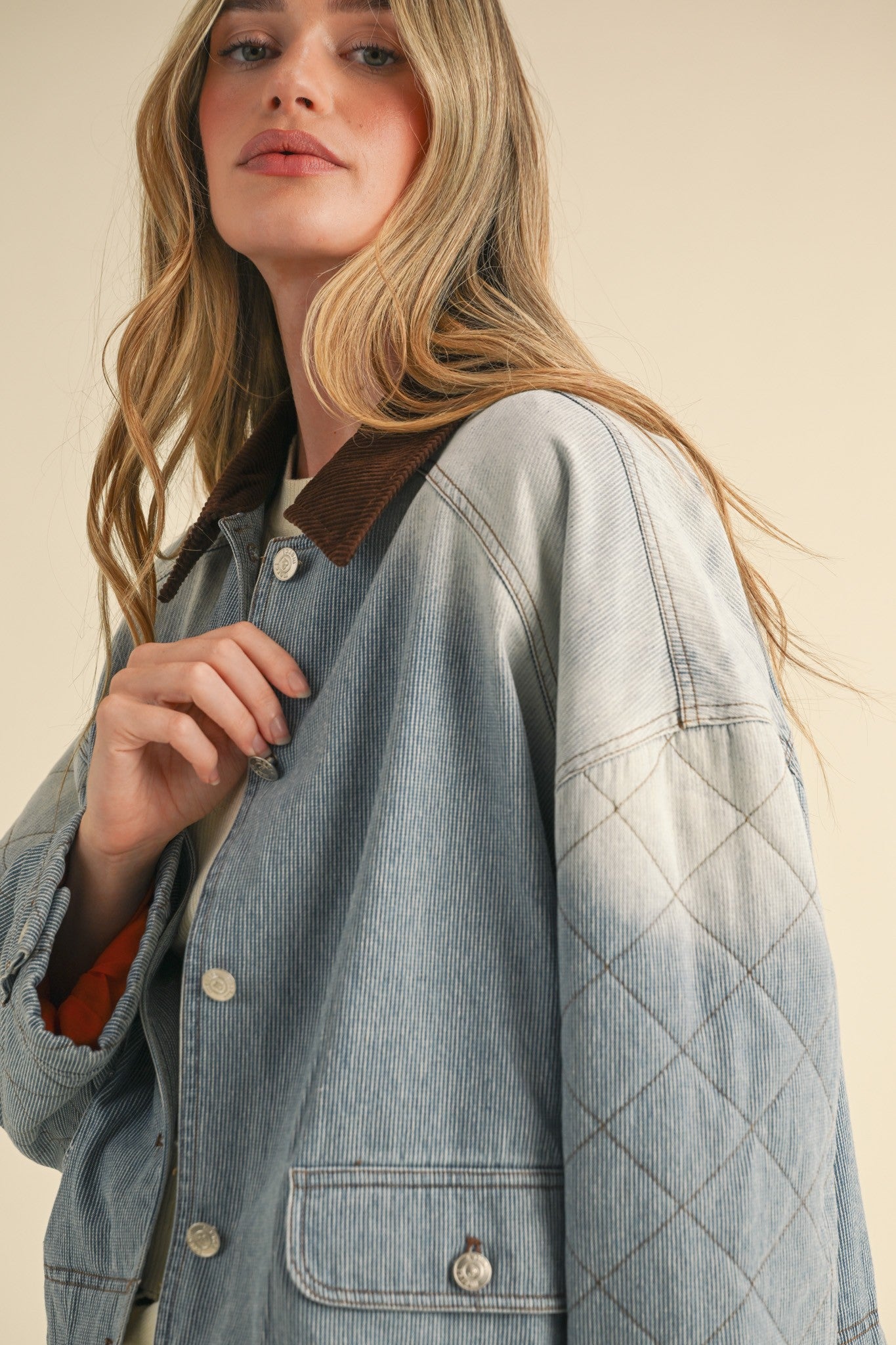 Reese Collared Washed Denim Jacket