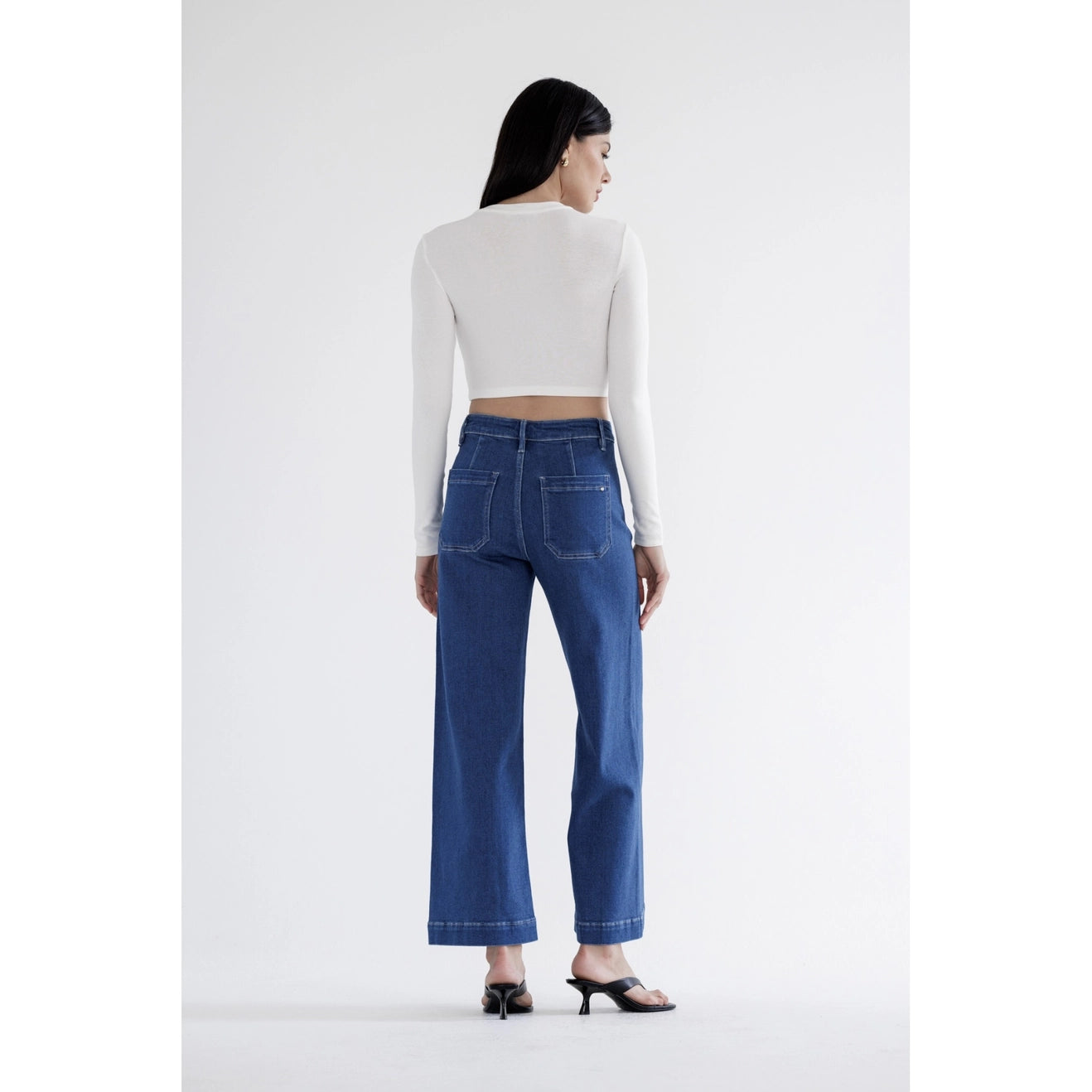 Farrah High Rise Patch Pocket Cropped Denim