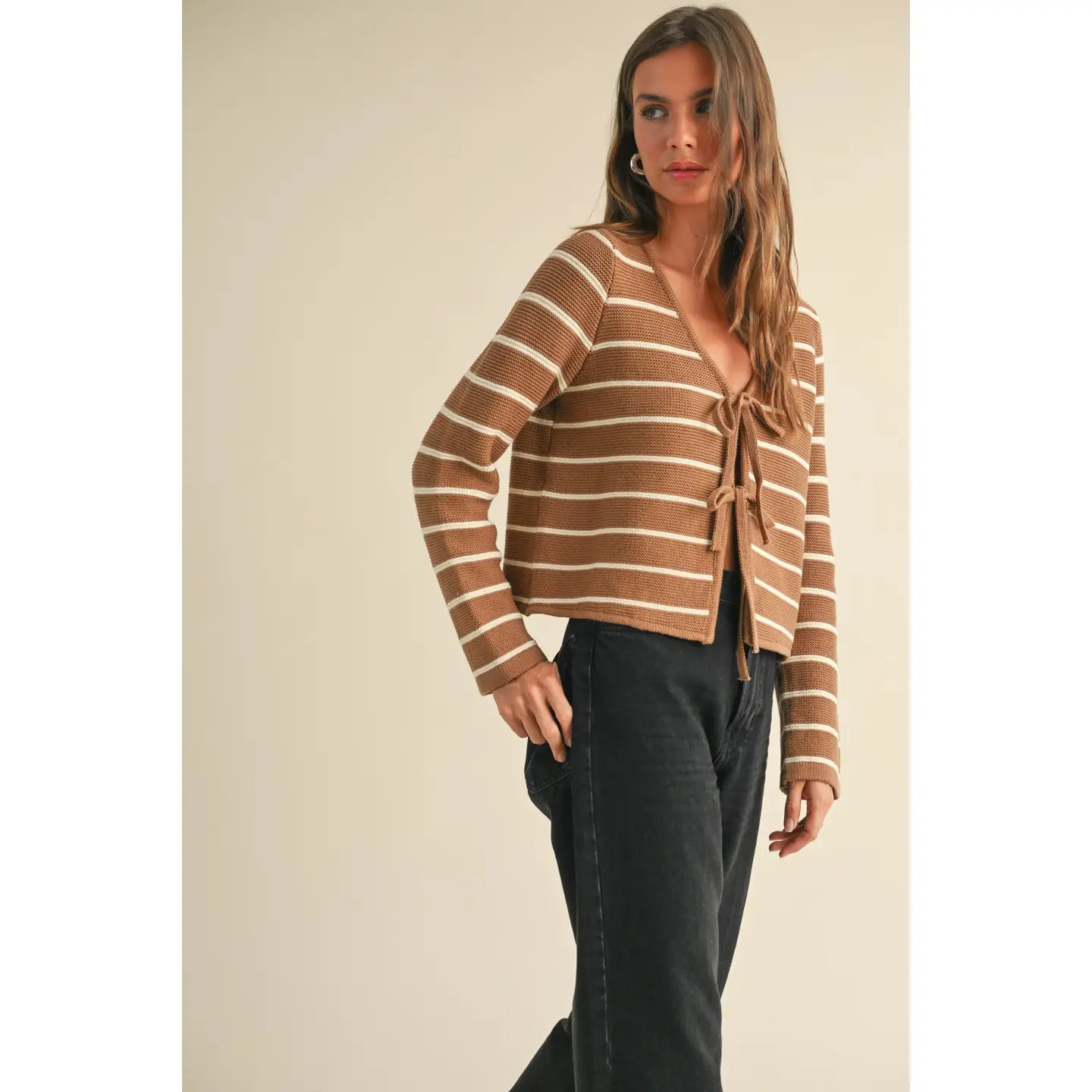 Londyn Striped Tie Front Cardigan