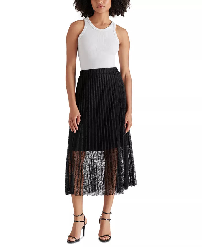 Erin Pleated Lace Midi Skirt