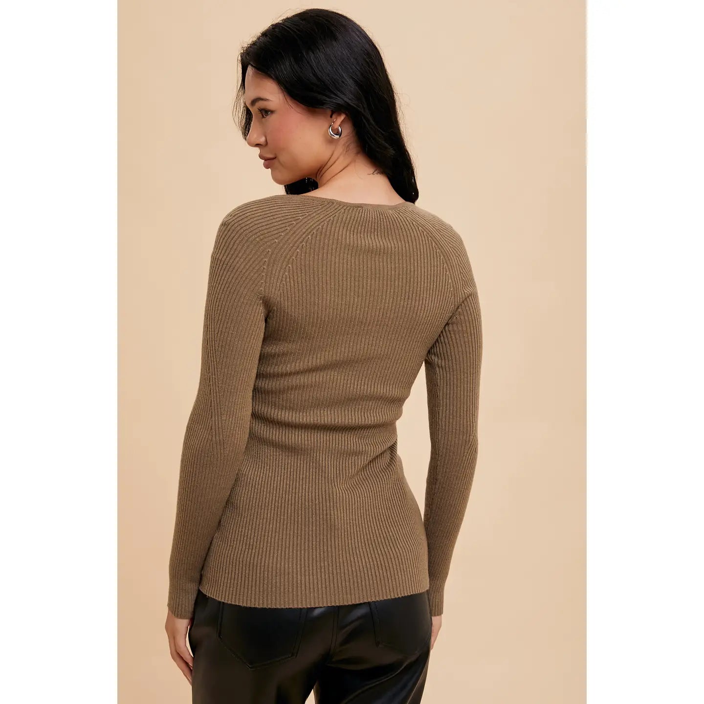 Faith Ribbed Knit Notched Top