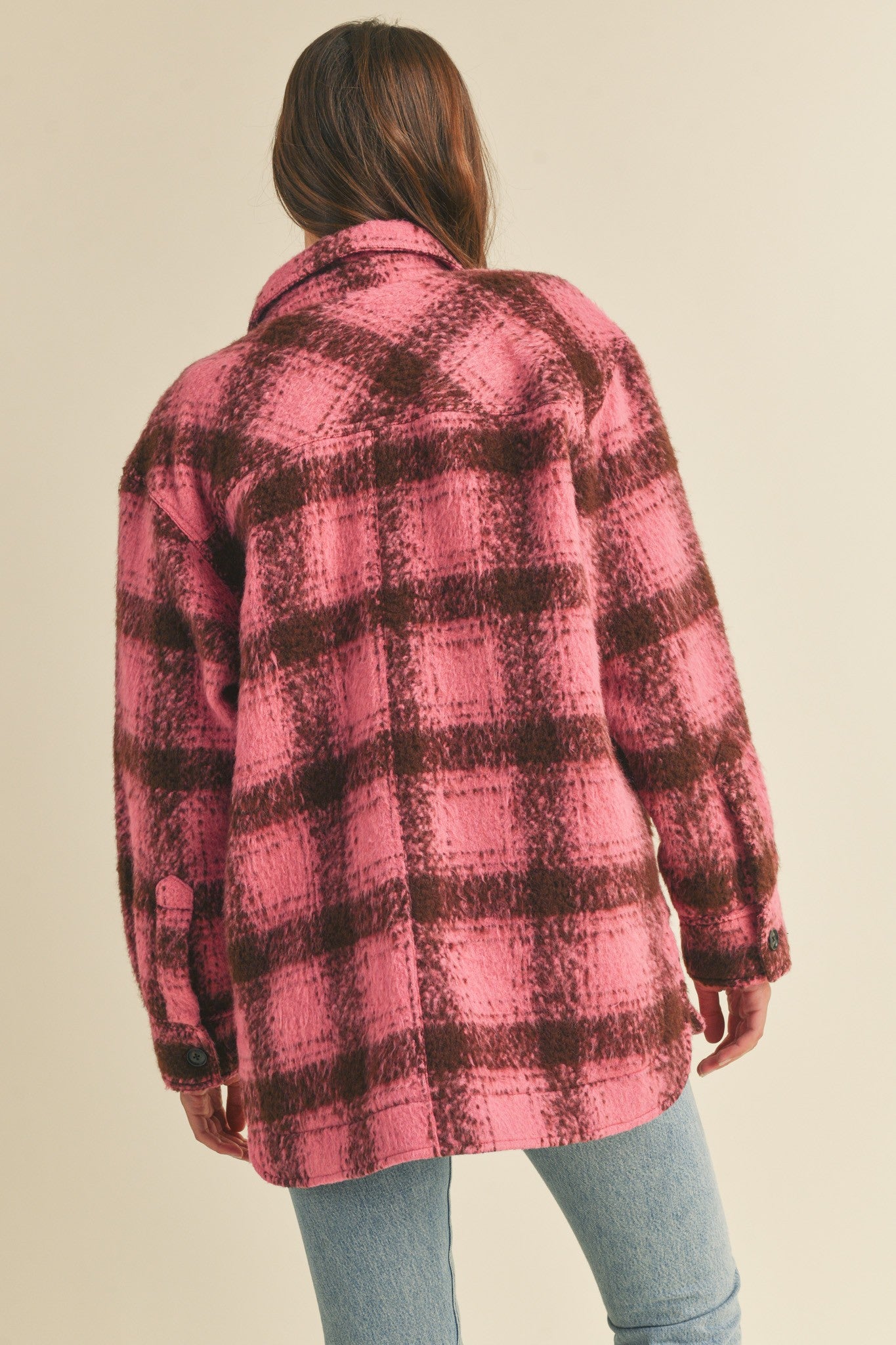 Kinsley Brushed Plaid Oversized Jacket