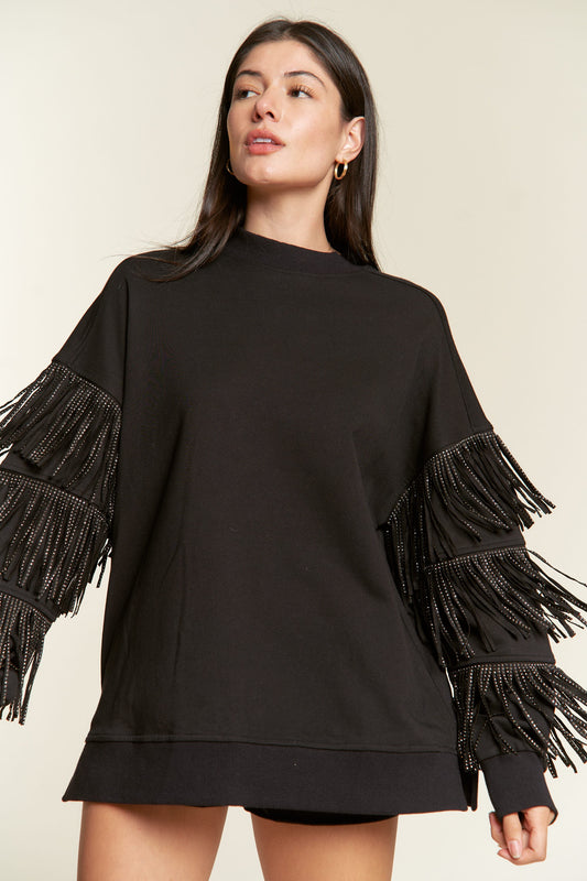 Meena Studded Fringe Top - Plus