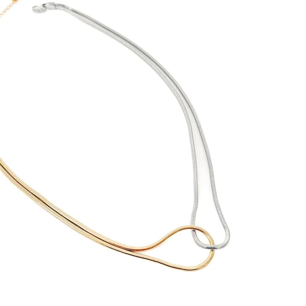 Mixed Metal Looped Necklace