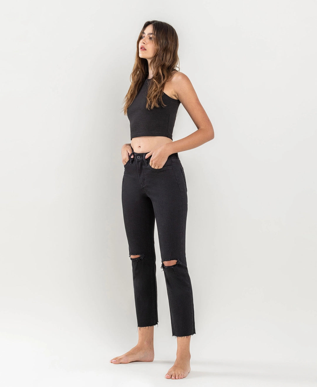 Twyla High Rise Crop Slim Straight Denim