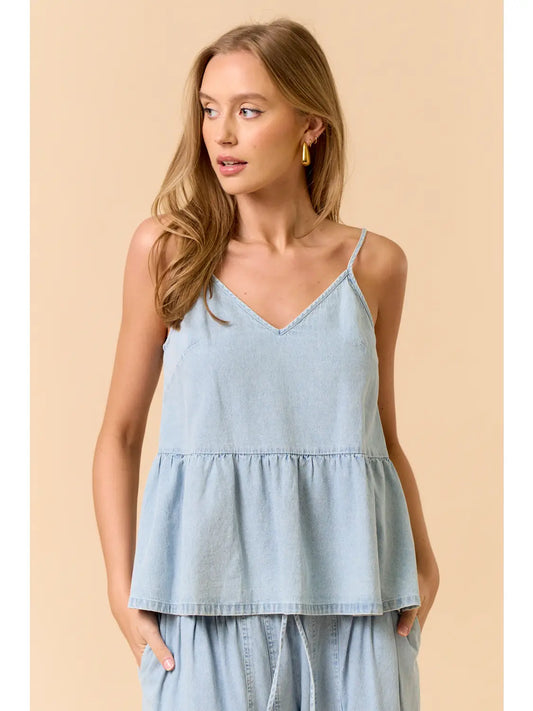 Sabrina Denim Peplum Tank