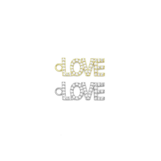 18k Gold Pave Love Charm (Gold)