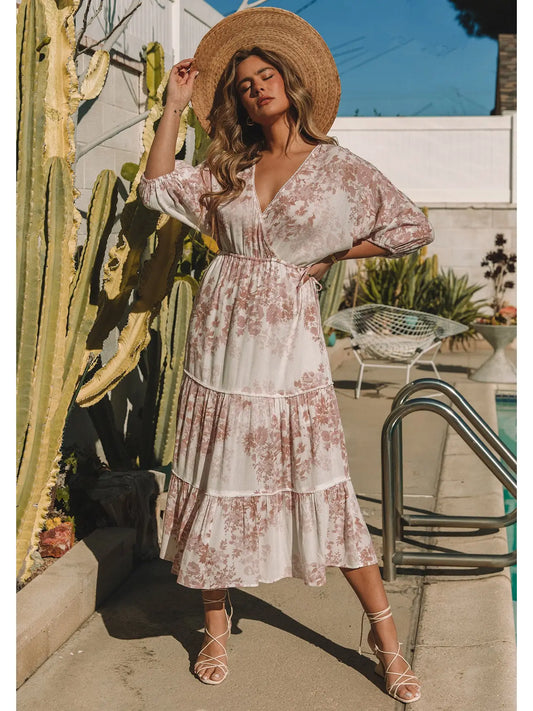 Siena Floral Dolman Sleeve Maxi Dress