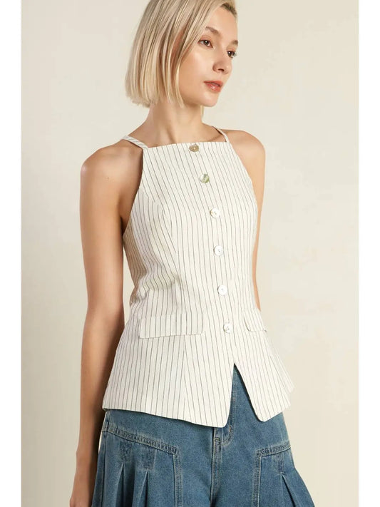Rory Sleeveless Woven Seersucker Top
