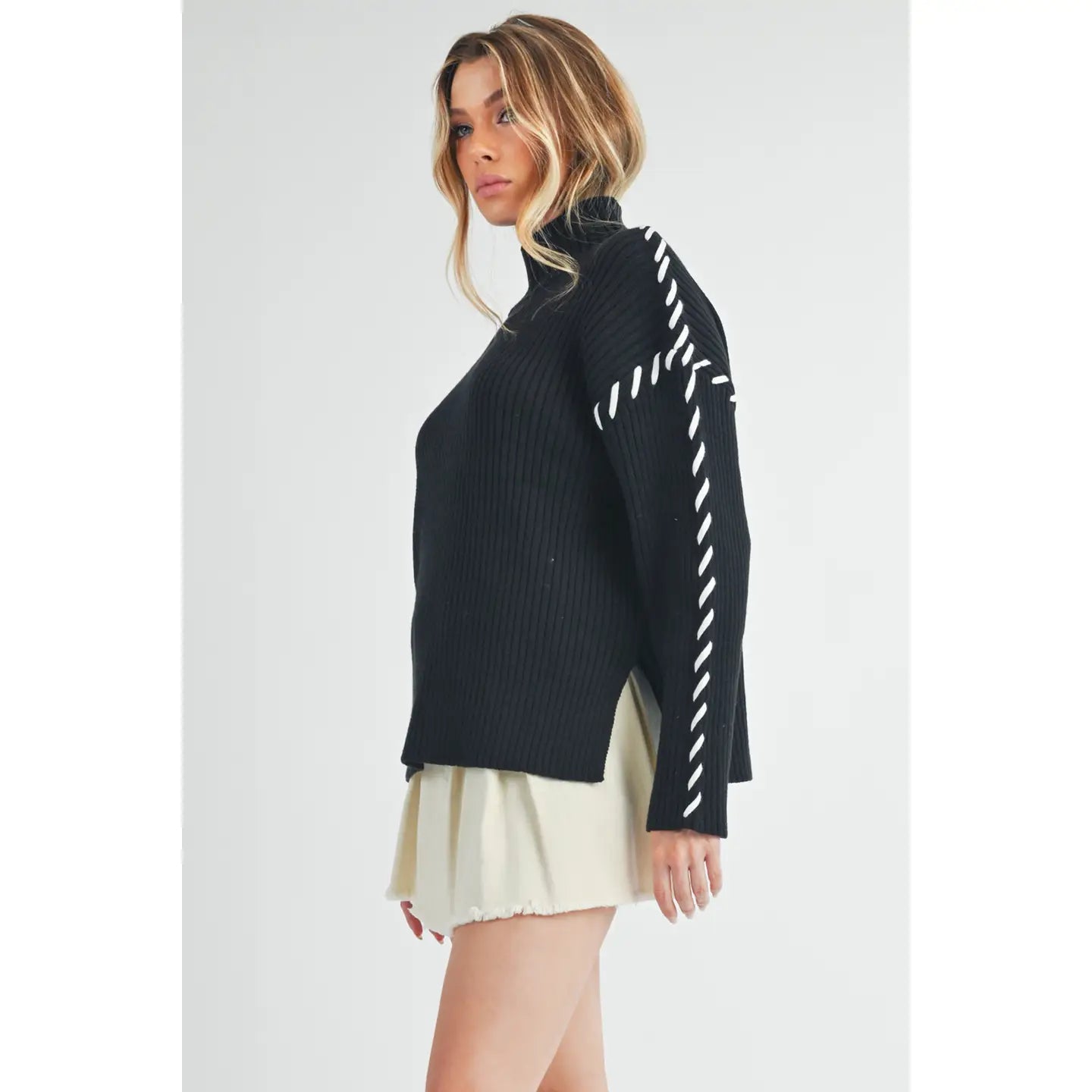 Sarah Threaded Ribbed Sweater