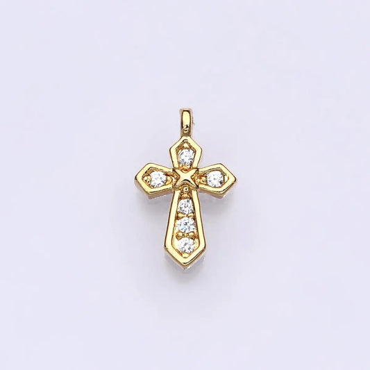 14K Gold Filled Pave Mini Cross Charm