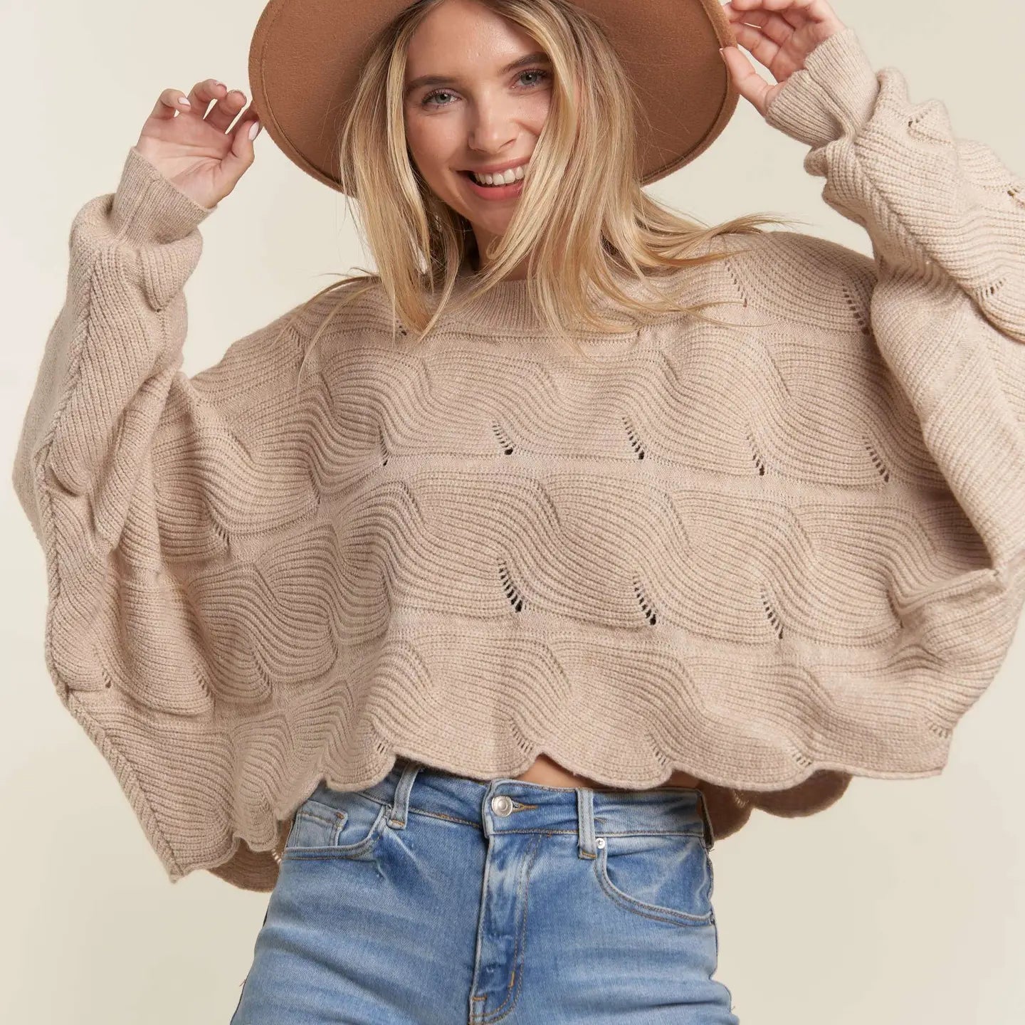 Maisie Scallop Hem Cropped Sweater