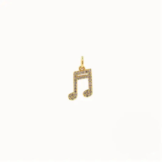14k Pave Music Note Charm