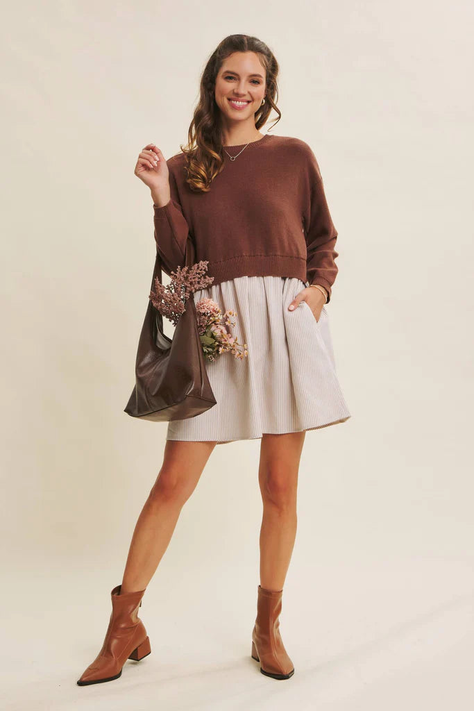 Cassidy Back Tie Two-fer Sweater Dress
