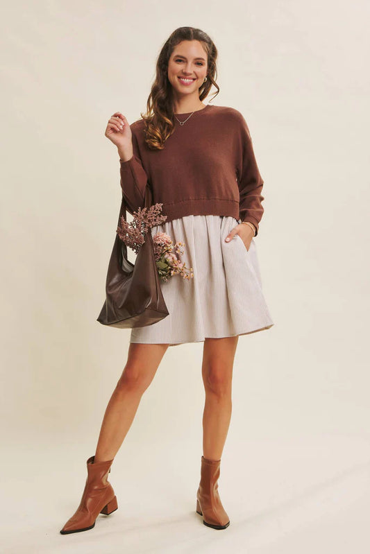 Cassidy Back Tie Two-fer Sweater Dress