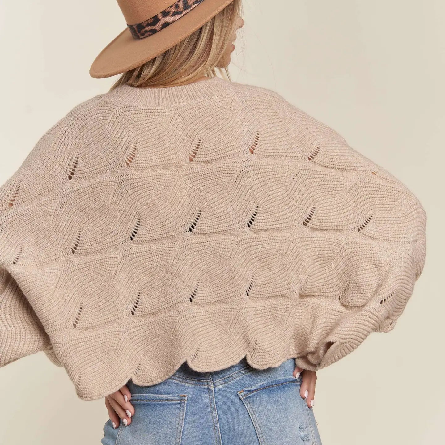 Maisie Scallop Hem Cropped Sweater