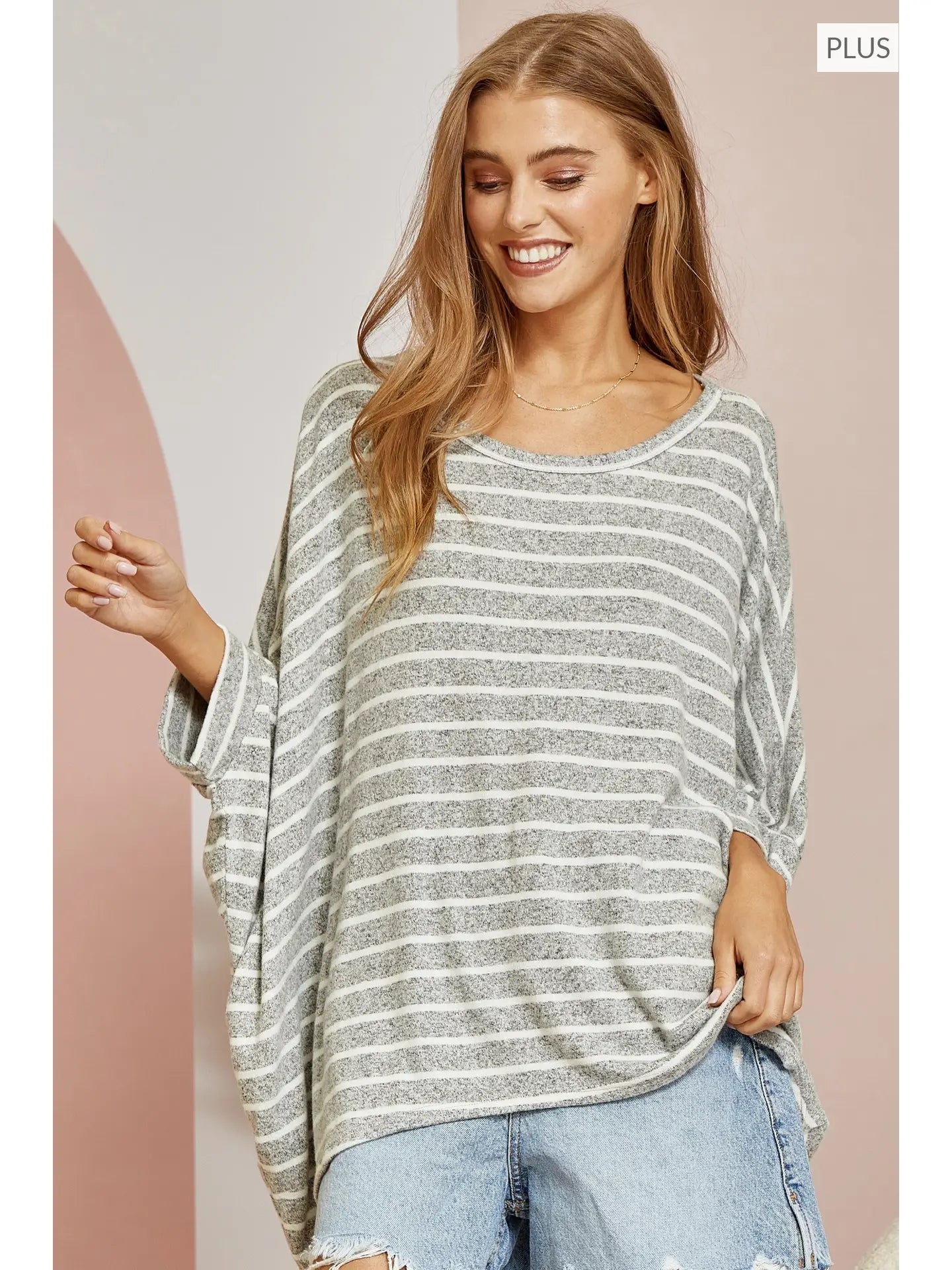 Elia Striped Knit Top- Plus