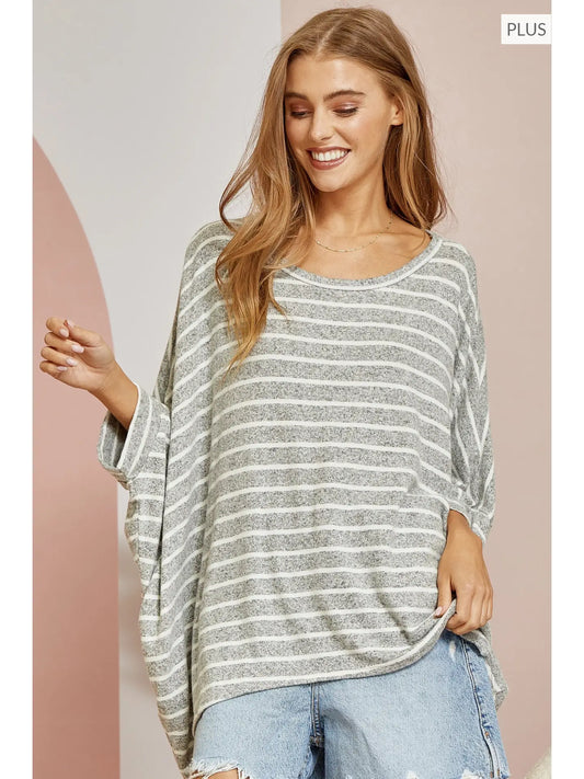 Elia Striped Knit Top- Plus