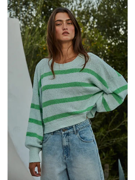 Pura Striped Crewneck Long Sleeve Sweater