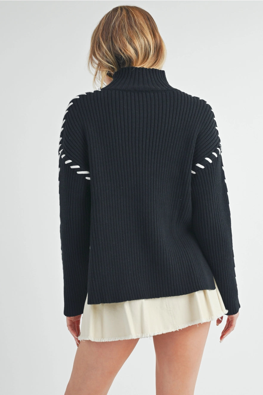 Sarah Threaded Ribbed Sweater