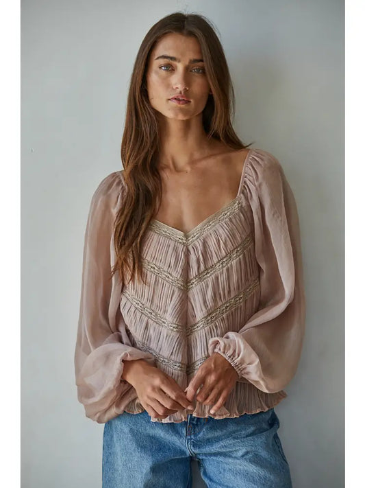 Molly Lace Trim Woven Top