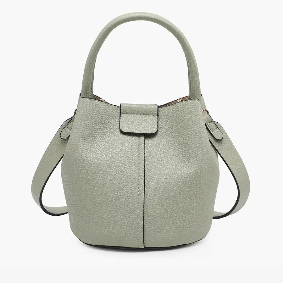 Vegan Leather Bucket Bag w/ Top Handle & Inner Bag