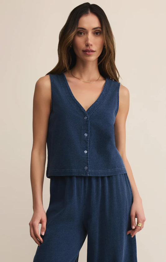 Emmy Jersey Denim Vest