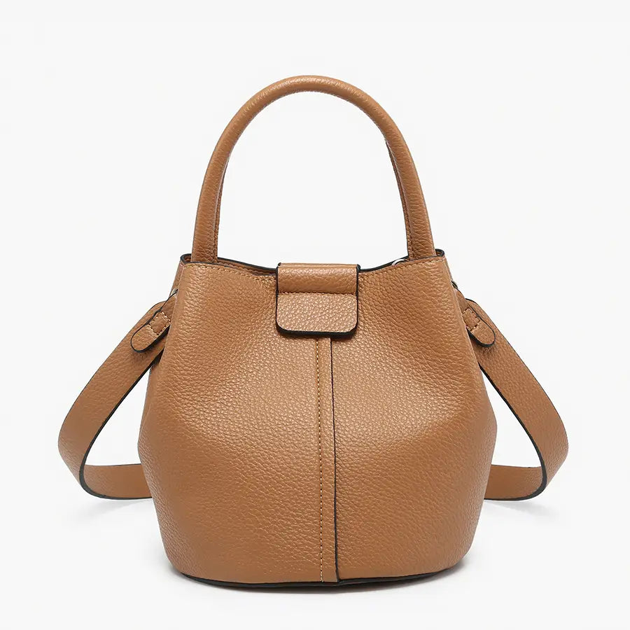 Vegan Leather Bucket Bag w/ Top Handle & Inner Bag