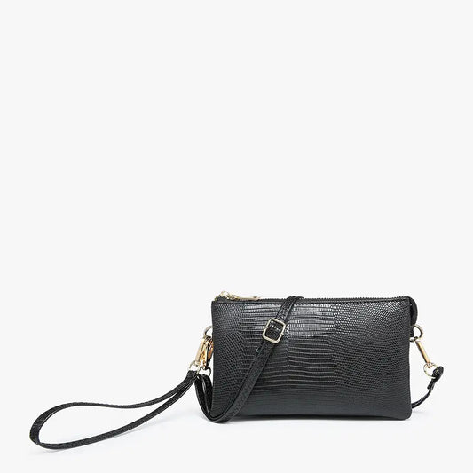 Vegan Leather Lizard Compartment Crossbody/Wristlet