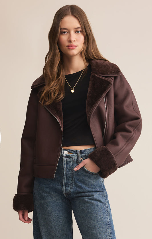 Georgia Faux Leather and Sherpa Jacket