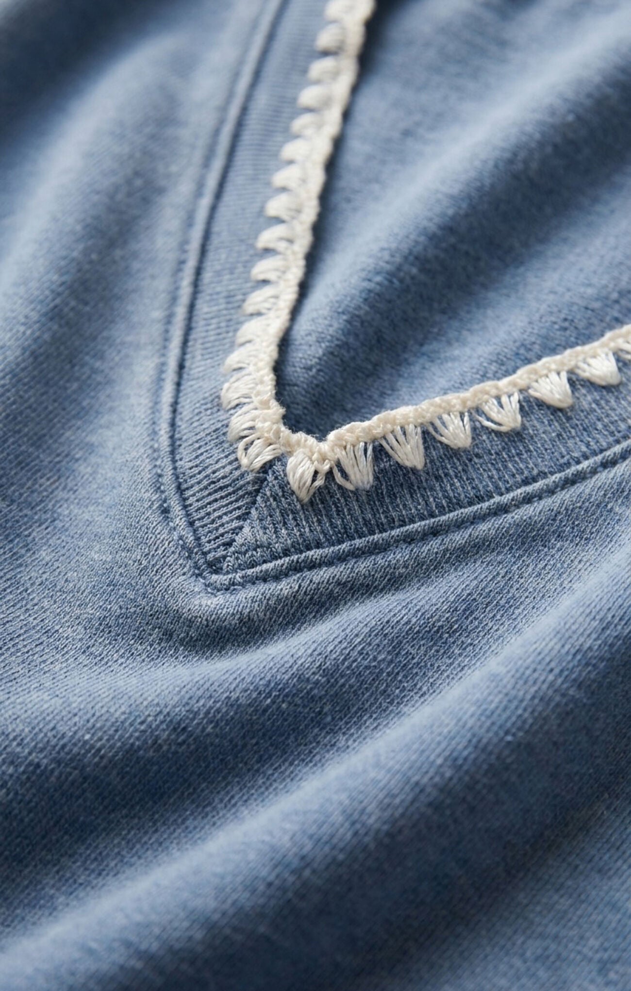 Cam Knit Denim Whipstitch Top