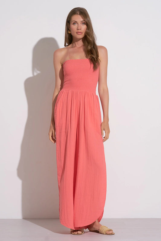 Sonia Strapless Smocked Jumpsuit