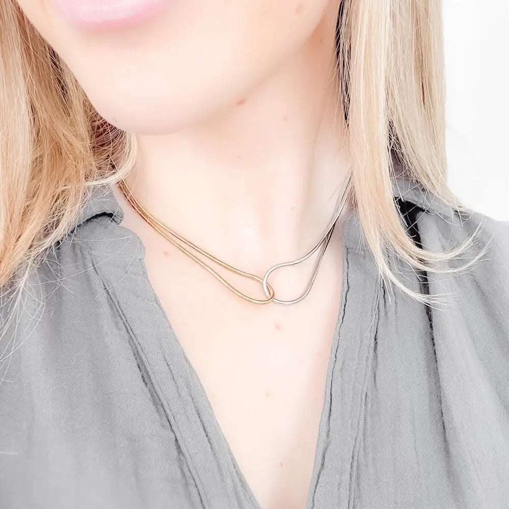 Mixed Metal Looped Necklace