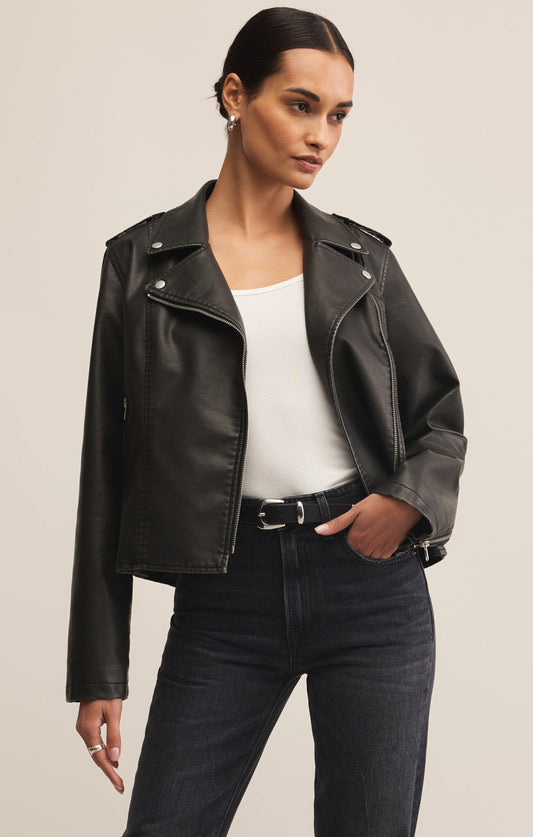 Callie Faux Leather Moto Jacket