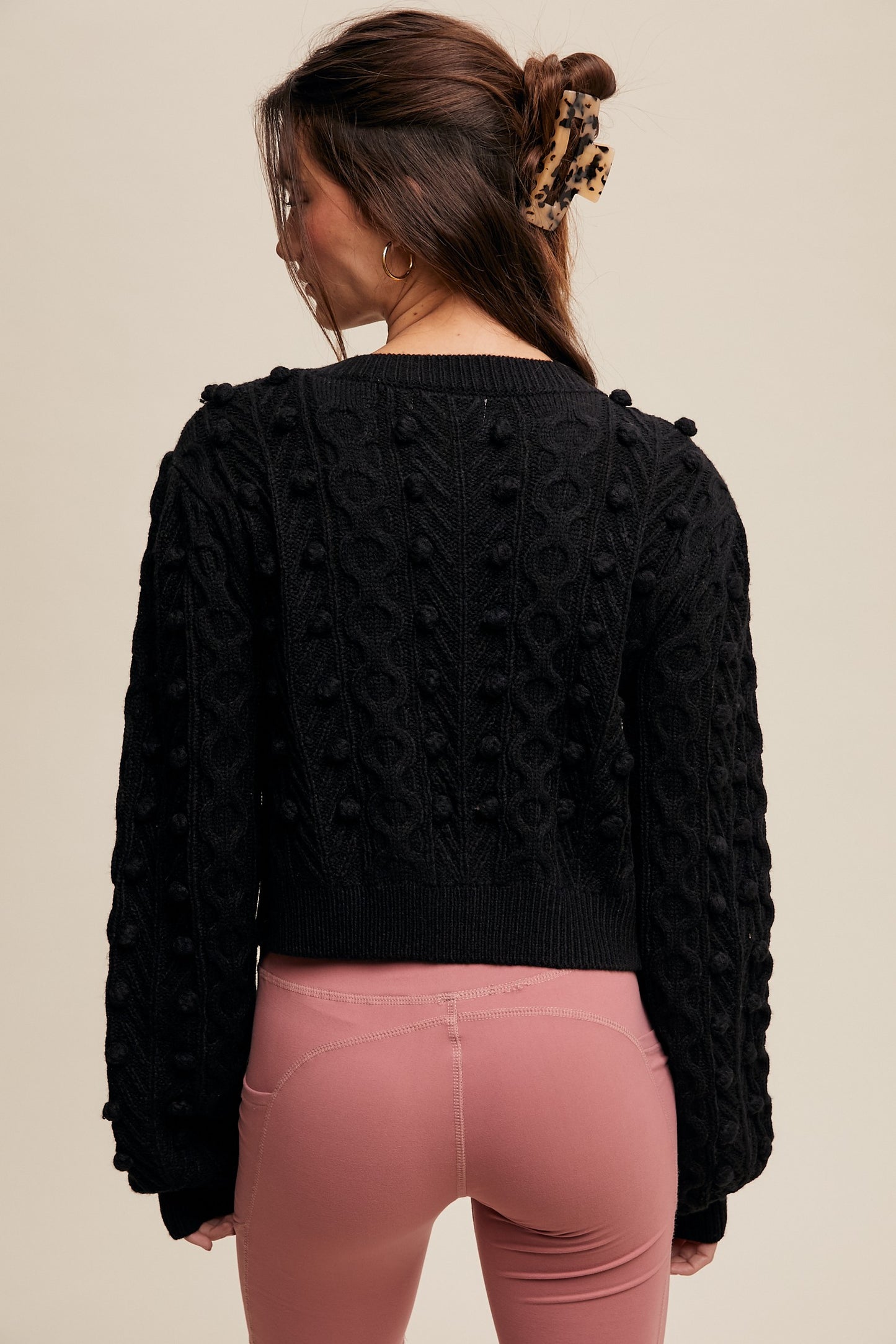 Liana Bow Cable Knit Cardigan