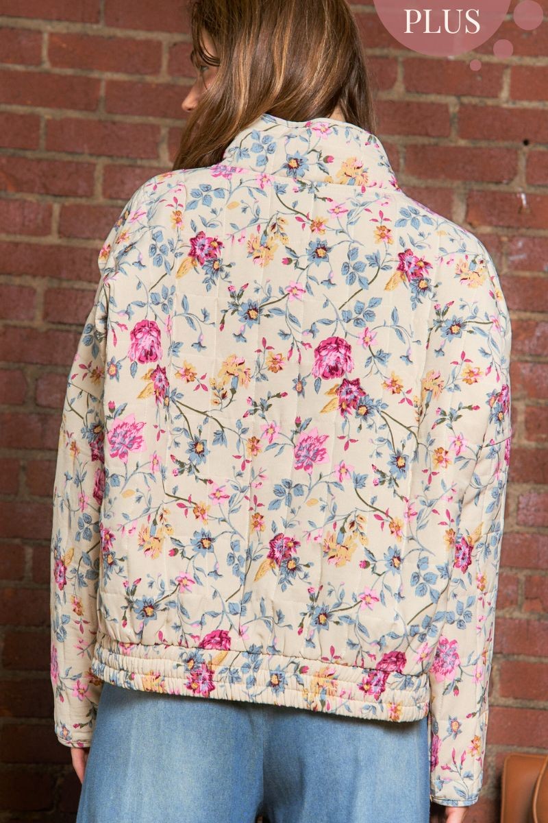 Iris Floral Quilted Jacket - Plus