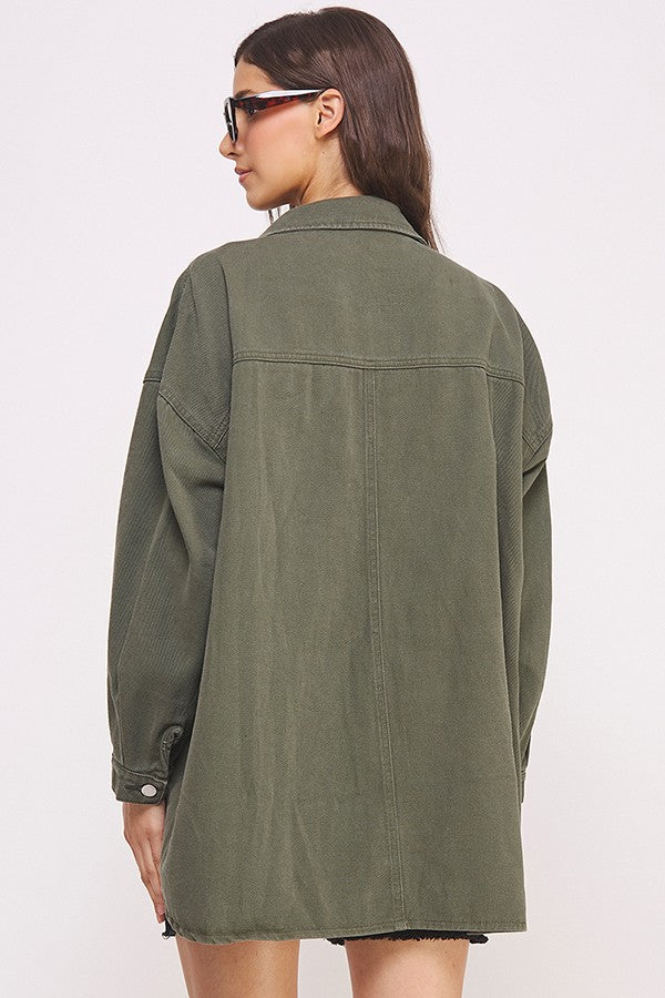 Sloane Oversized Patch Cargo Jacket - Plus
