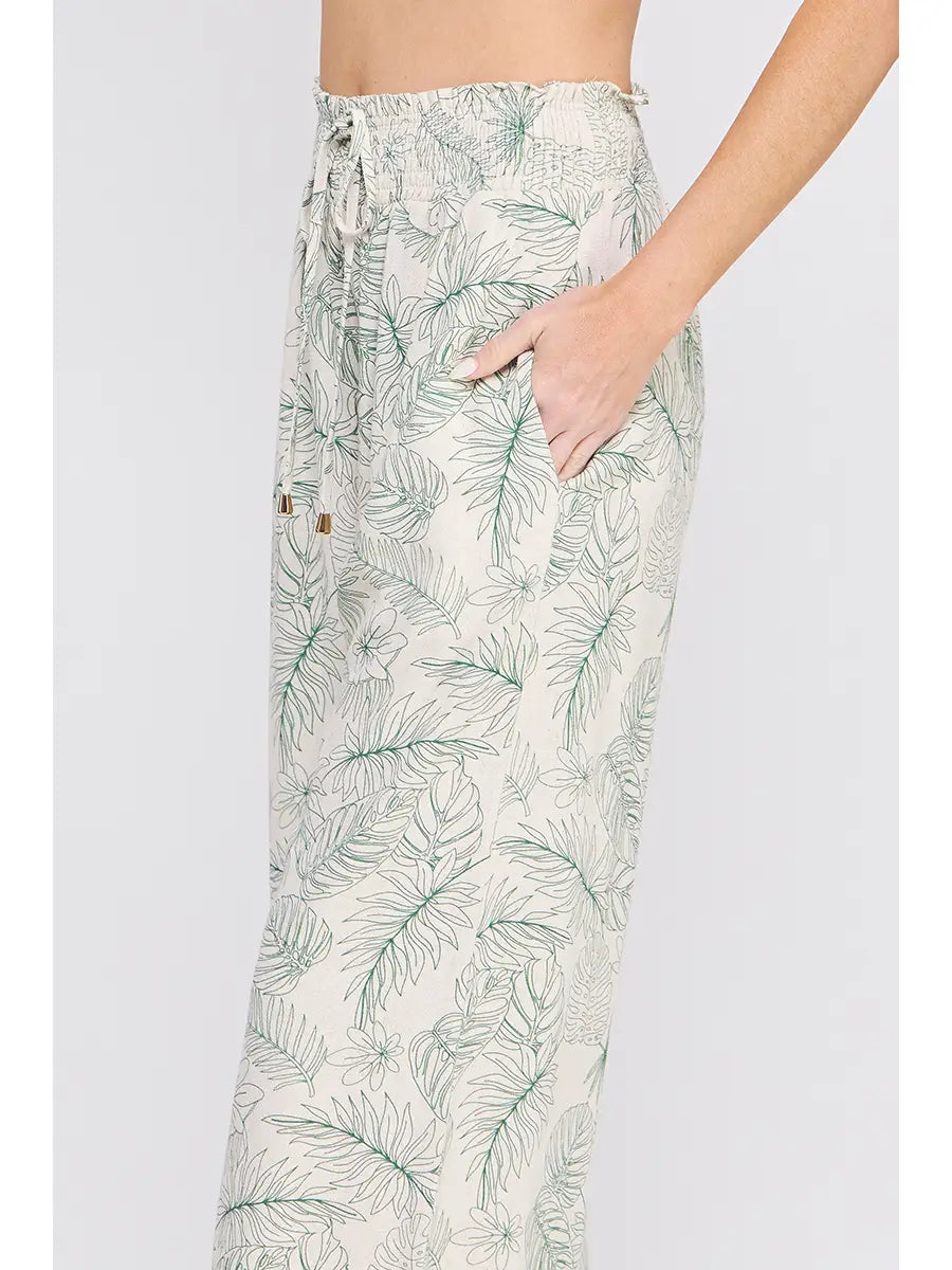 Brynlee Printed Linen Wide Leg Pant