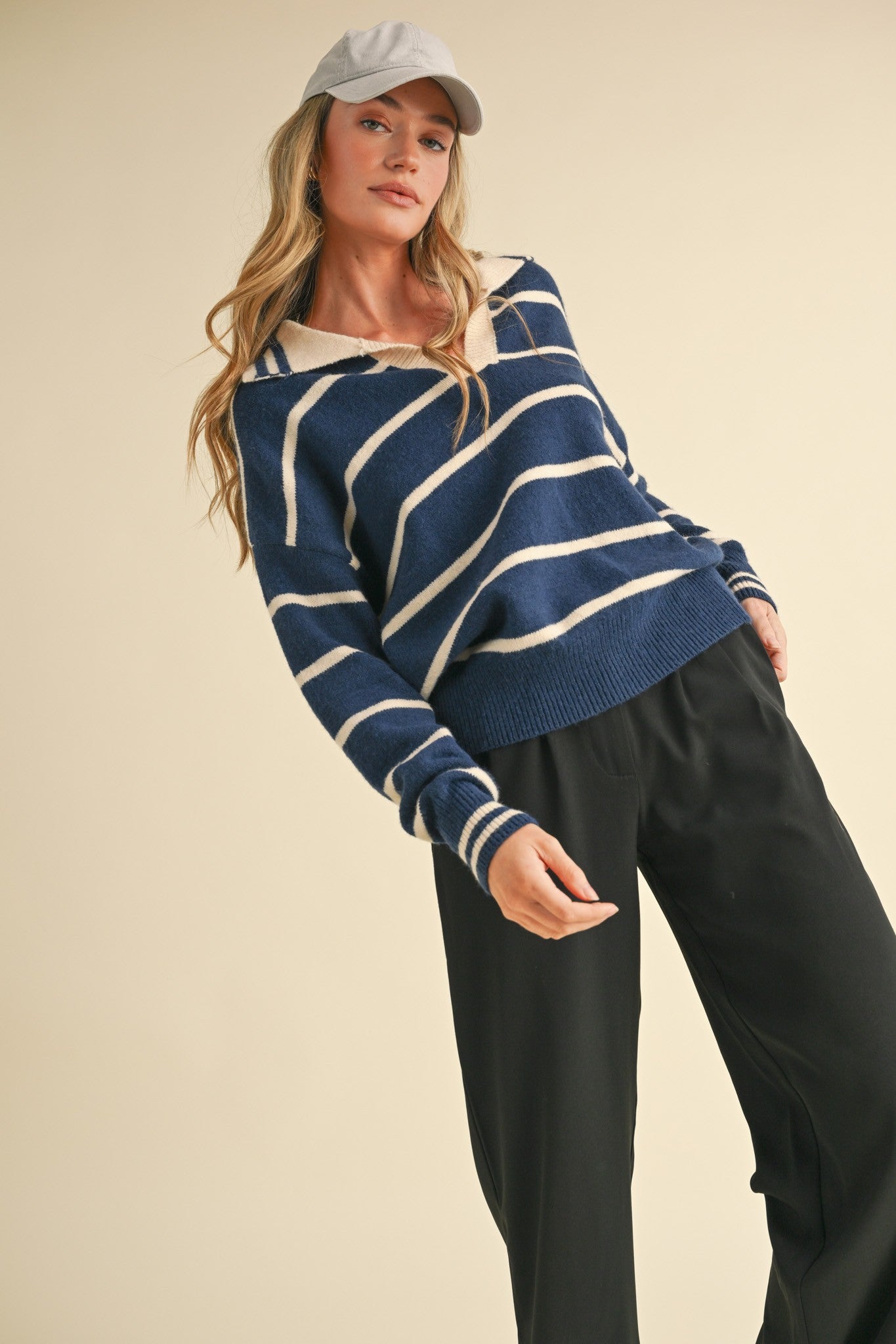Charlee Striped Collared Sweater