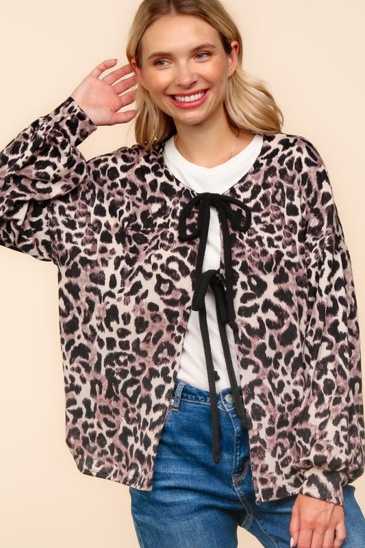 Adeline Leopard Hacci Cardigan - Plus