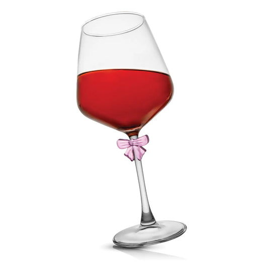 Pink Bow Wine Glass