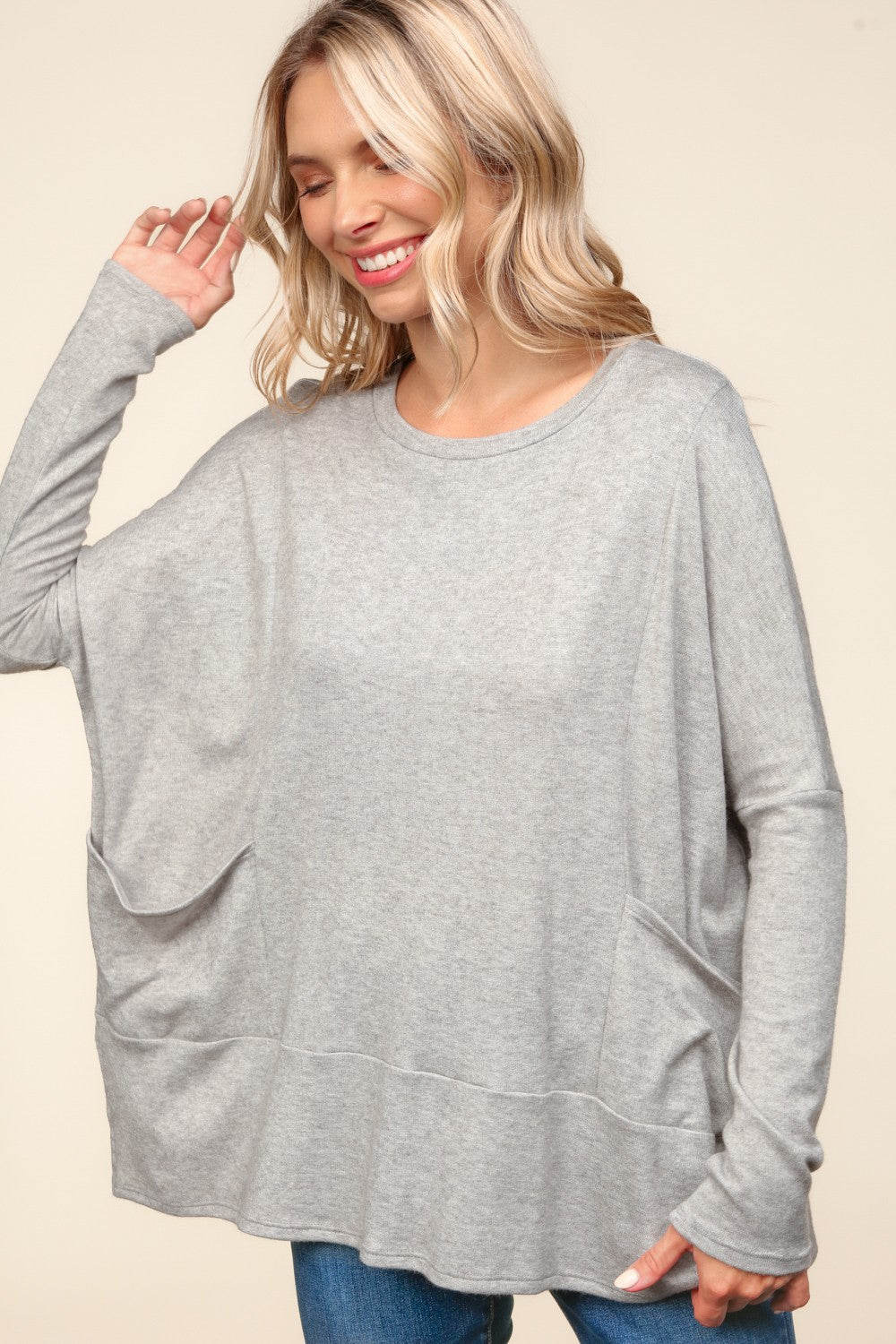 Claire Dolman Sleeve Knit Top- Plus