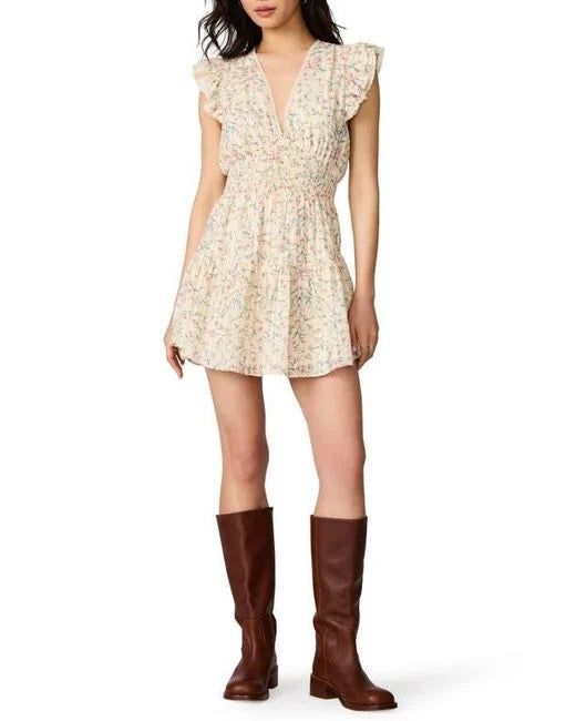 Lucienne Floral Print Ruffle Lace Minidress