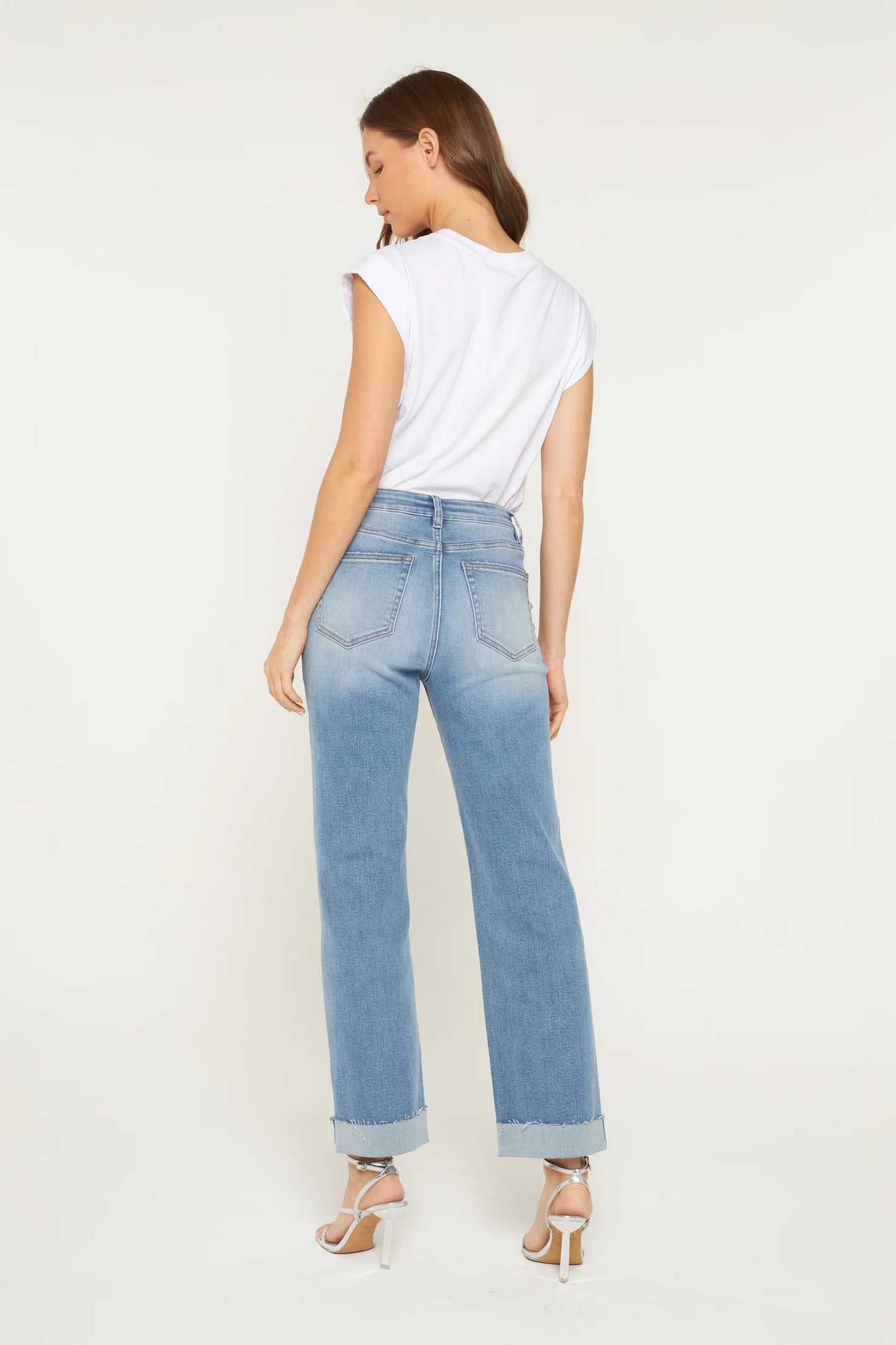 Dani High Rise Straight Leg Cuffed Denim
