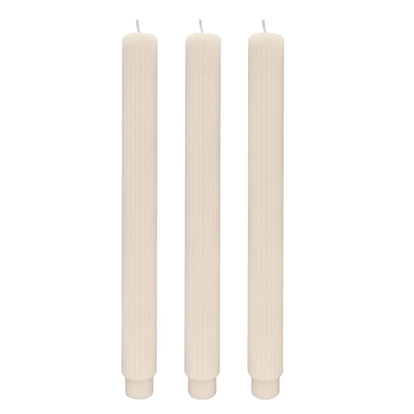 Fluted Taper Candles, Set of 3
