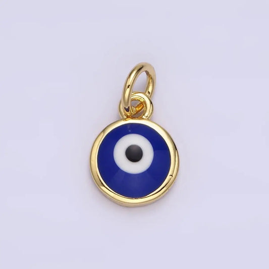 14K Gold Filled White, Blue Evil Eye Enamel Charm